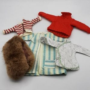 Vintage Barbie Clothing Francie Lot of 5 Sweaters Coat Top & Fur Wrap